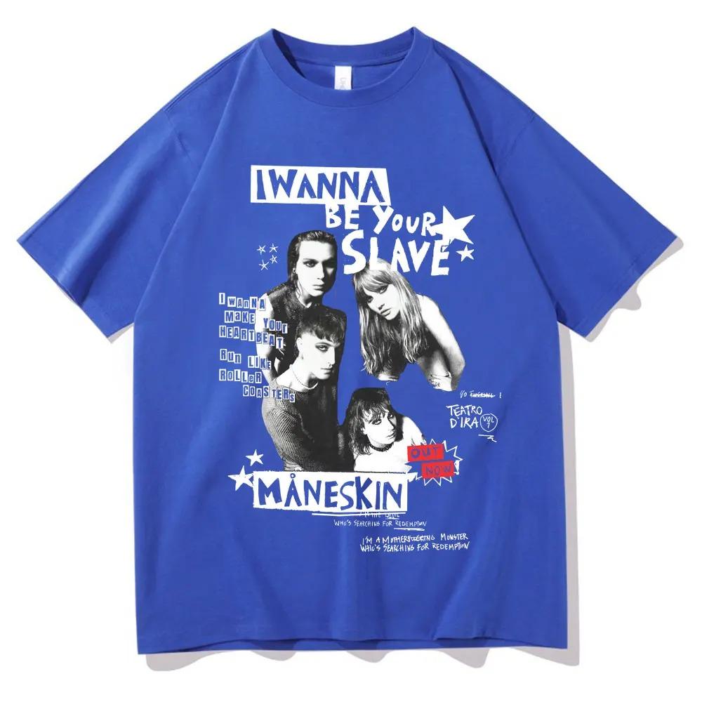 I Wanna Be Your Slave Maneskin T-shirt Band Rock Italiana T Shirt Uomo Donna Vintage Hip Hop Abbigliamento Streetwear alta qualità morbido