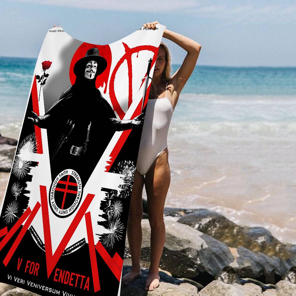Science Fiction Film V For V-vendetta Anime Beach Swimming Towel Soft Absorbent Washcloth Children's Gifts For Kids Travel Gym