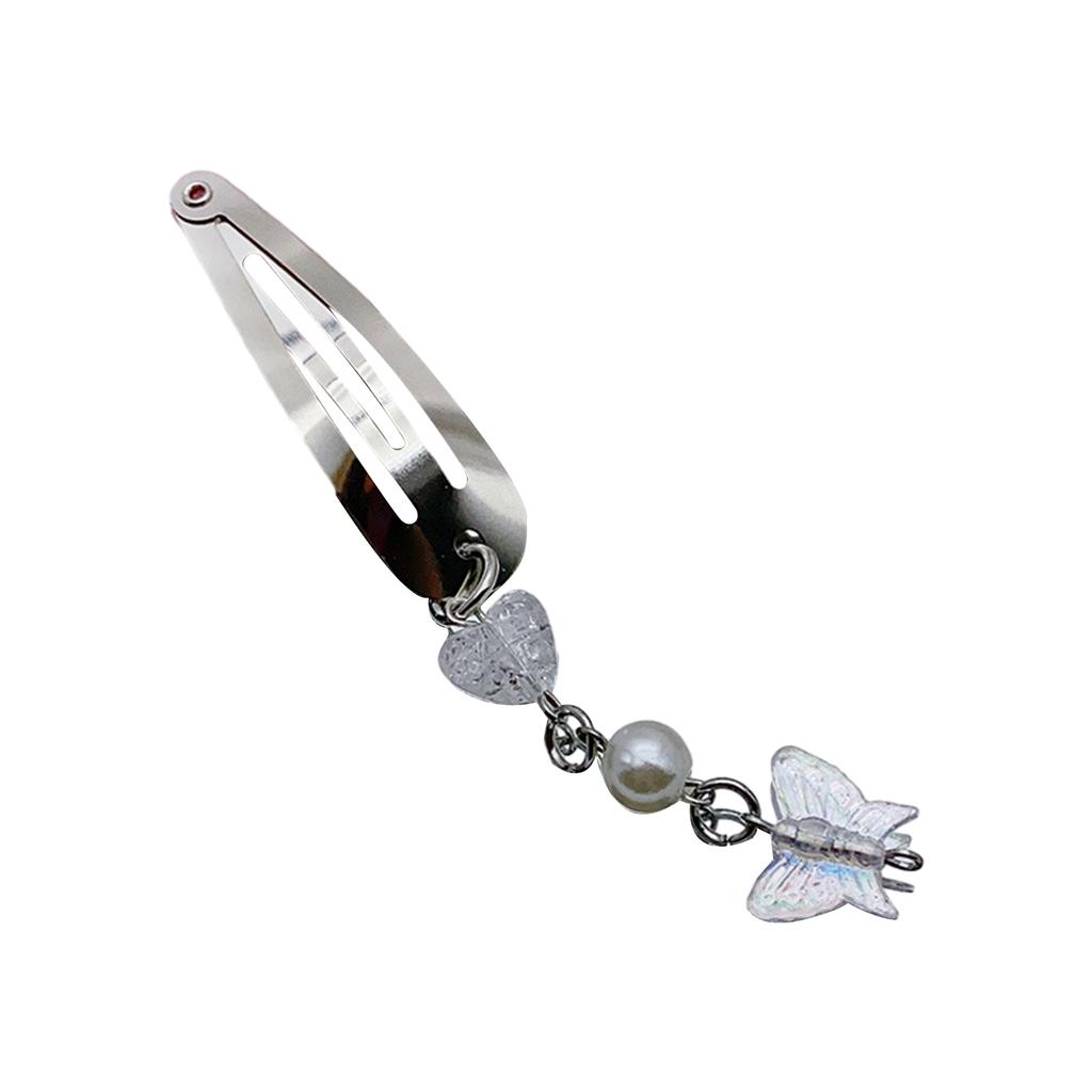 Metallic Style Hairpin for Sweet Girls Cute Butterfly Pendant Charm Hair Barrettes Aesthetics Bangs Hair Accessories