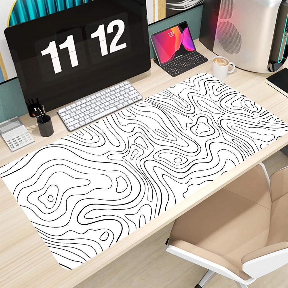 1 pezzo tappetino per mouse da gioco bianco e nero tappetino da scrivania grande per tastiera 31,5 x 11,8 pollici mappa del terreno adatto per gamer Tappetino per mouse lungo