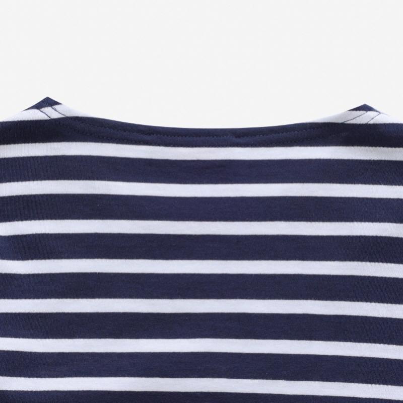 SainT James Kids Long Sleeve T shirT Modern sTripe Marine Neige 2066