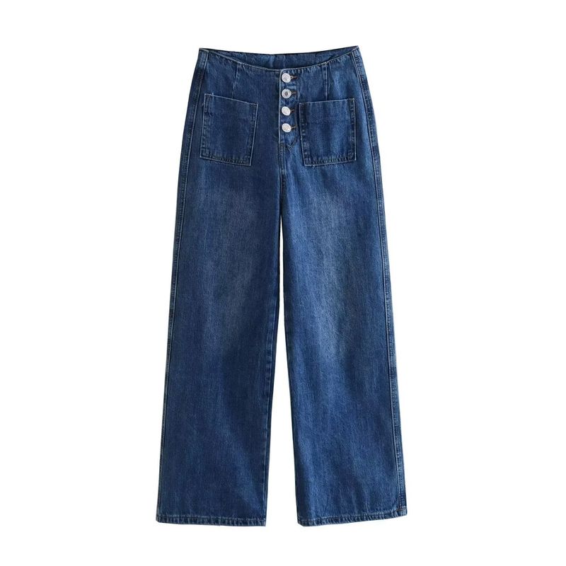 Kaslead New Arrival Women's Clothing Fashion Style Fashion All-Match Breasted Wide Leg Pocket Denim 1889022