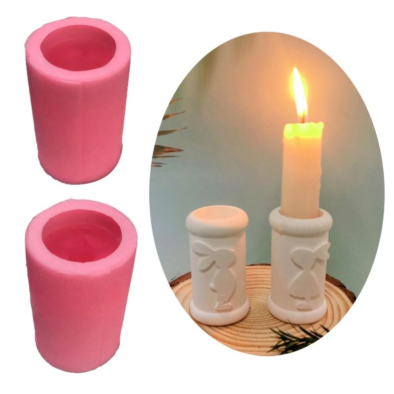 Candle Mould Decors Casting Molds DIY 3D Silicone Mould Cylinders Rabbit Mould Silicone Molds Handicrafts Candle Holder