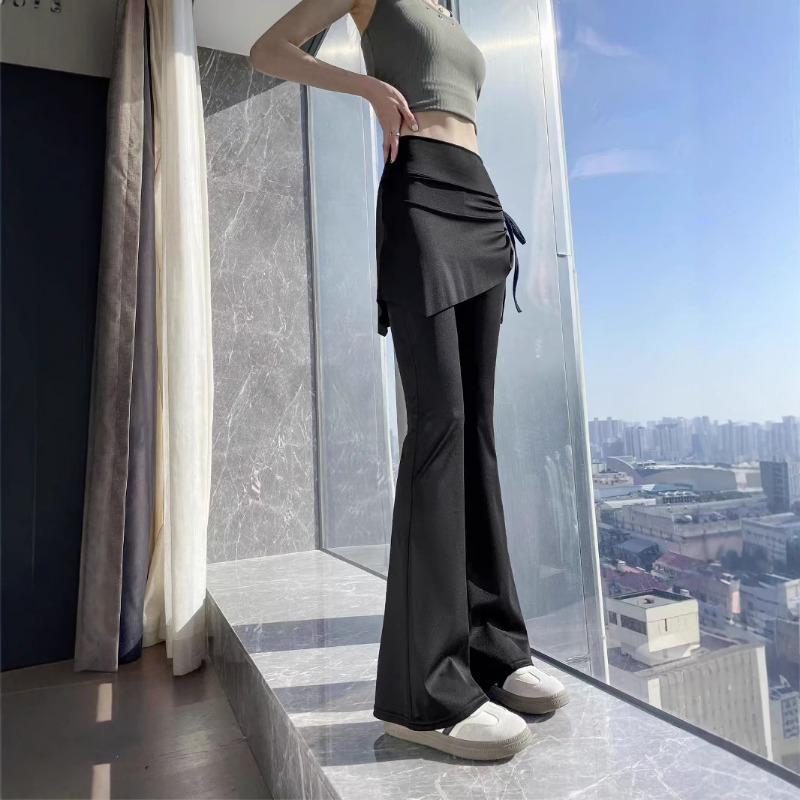 

Early Autumn New Style Drawstring Matching Pants Women s Pants Sports Women s Pants Skirt Micro-flared Pants M чёрный