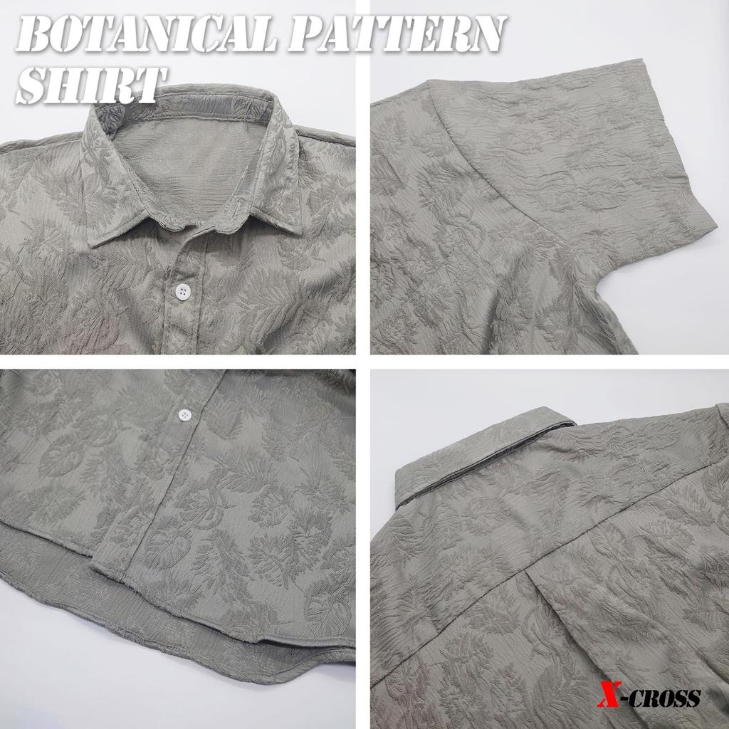 Print Short Loose Plus Korean Street Summer Soft to the Japanese Front Longer Slightly Slim Mode X-cross Men's All-Over Shirt, Sleeve, Stylish,