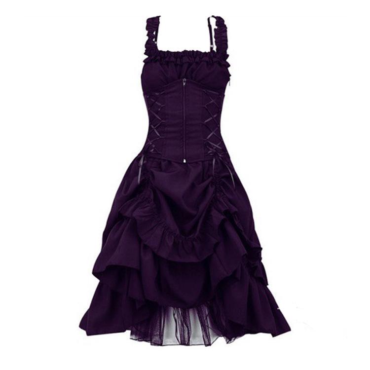 Euro-American Gothic Lolita Ball Gown: Slim, Irregular Lace-up Corset Dress