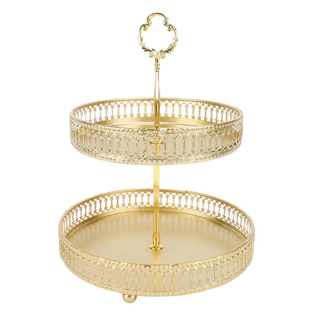 Patrový podnos Snadná montáž Kovový Velká kapacita 2patrový Servírovací stojan na ovoce Dezert Dort Svačina