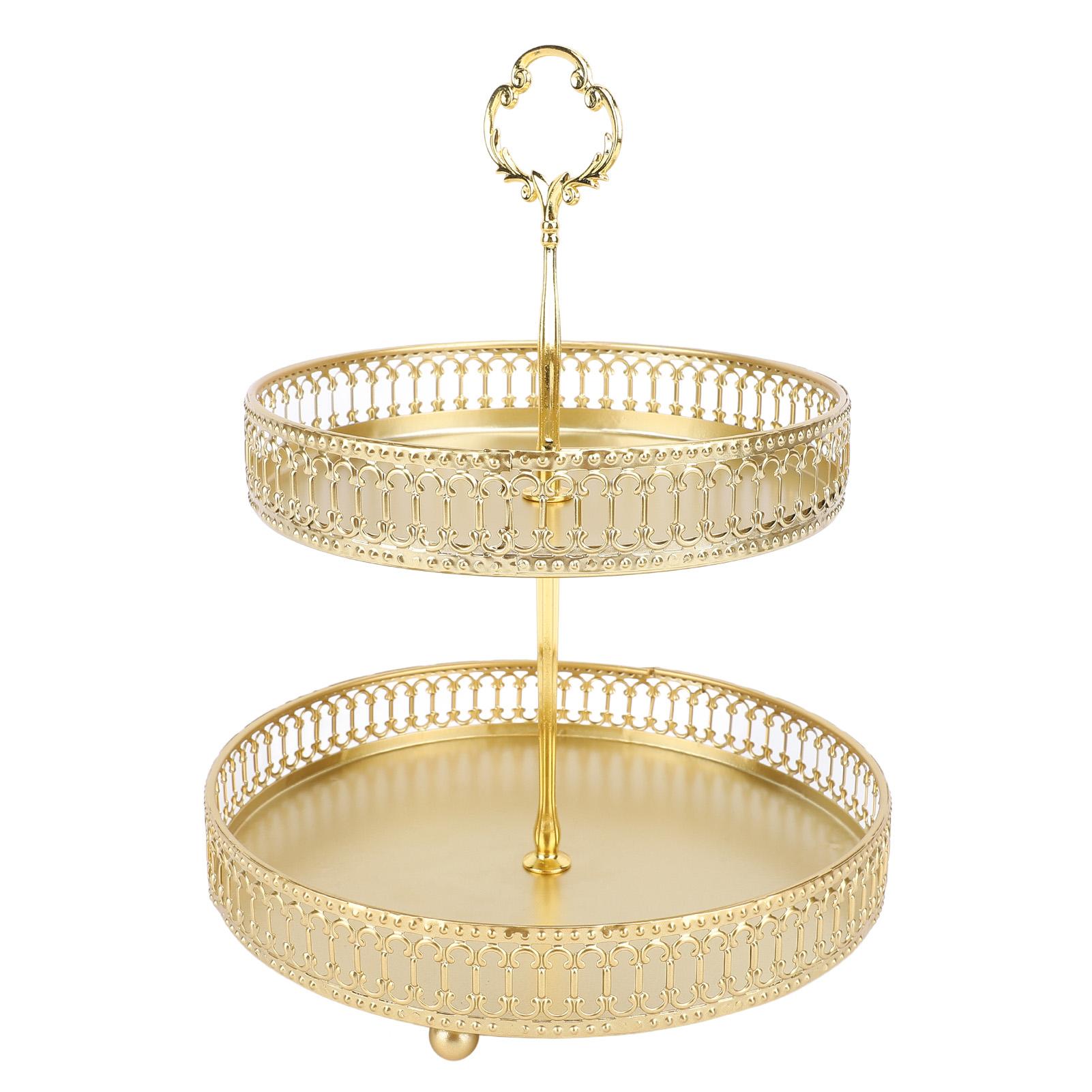 Многоярусный поднос, простая сборка, металлический, большой емкости, 2-х ярусная сервировочная подставка для фруктов, десертов, тортов, закусок Type 1