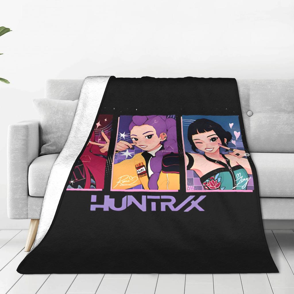 Warm Soft Blanket Camping Kpop Demon Hunters Bedding Throws  Flannel Bedspread For Bedroom Comfortable Sofa Bed Cover