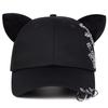 Men Gothic Cat Ear Baseball Cap Chain Iron Ring Outdoor Adjustable Sunscreen Leisure Hat Spring Autumn Travel Tourism Beach Vacation