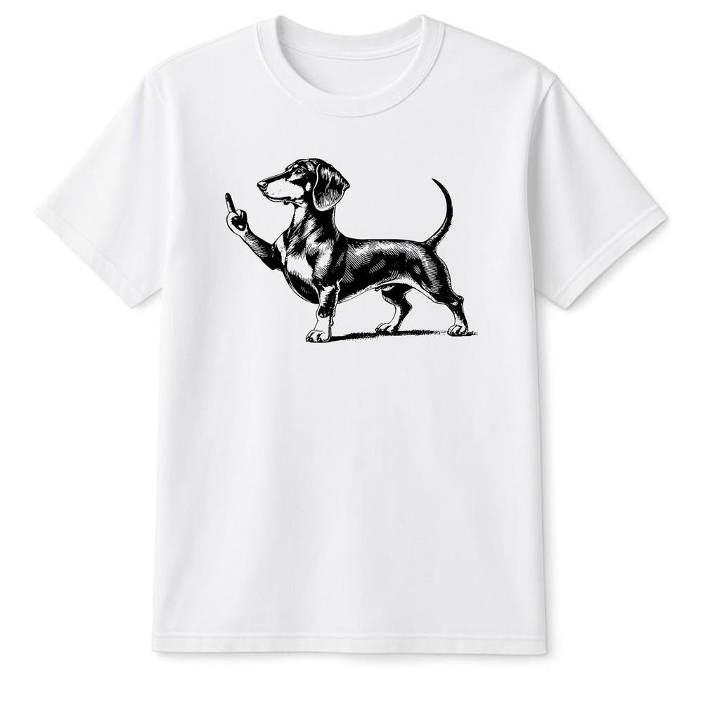 Funny Dachshund Middle Finger Meme Dog Graphic T Shirt Sarcastic Gift Pet Lover S