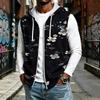 Men's Hooded Sleeveless Casual Zip-Up Sports Vest with Christmas Print Holiday Party Outfit