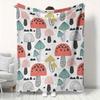 Cozy Mushroom Flannel Blanket - Soft Knitted Blanket for Sofa/bed/travel, Bright Decor with Mushroom Pattern