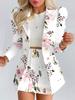 Set Moda Donna Primavera/Autunno Chic a Quadri Floreale Casual Gonna Corta Completo Due Pezzi