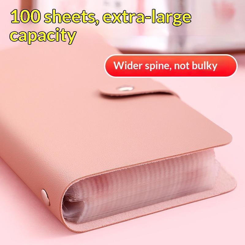 Pu Leather Photo Money Card Holder With 50 Inner Pages Snap Closure For Storing Photocards Business Cards Tickets Paper Money