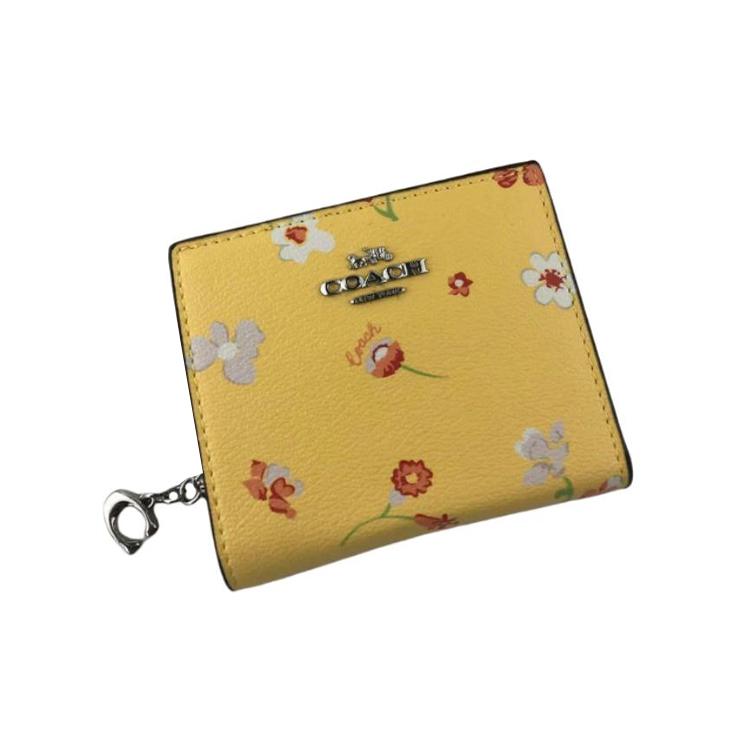 New COACH Snap Wallet Leather Card Holder, Wallet Women's Yellow C8703-SVYEO