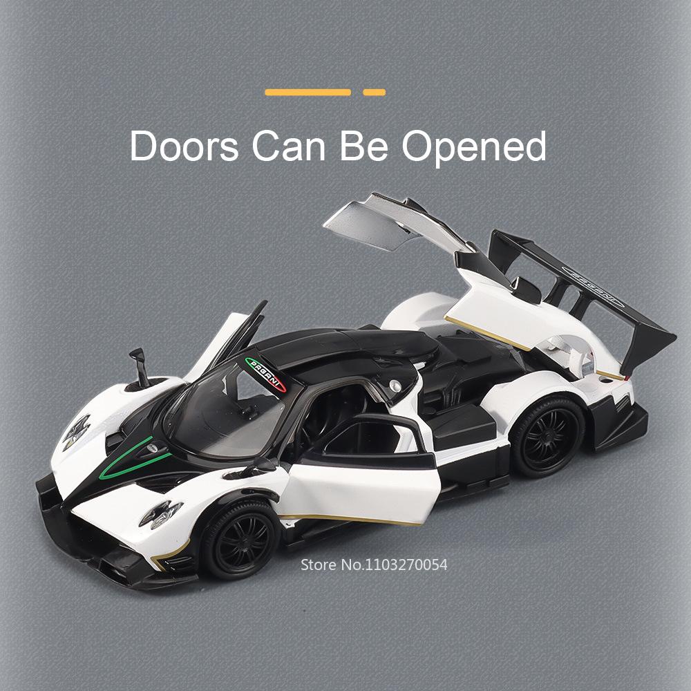 1/32 Pagani Zonda R Diecast Models Huayra Dinastia Alloy Toys Miniature Car Sound Light Pull Back Doors Openned Cars Child Gifts