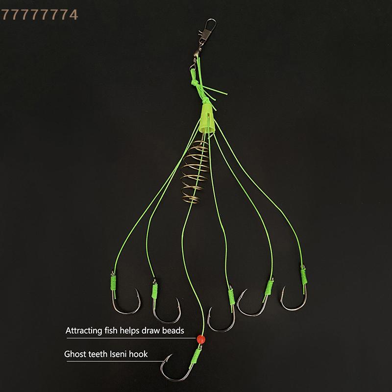 4Pcs/Set 6-Sharp-Hooks Fishing Bait Trap Feeder Cage with Stainless Steel Springs Explosive Fishing Hook for Enhanced Catching