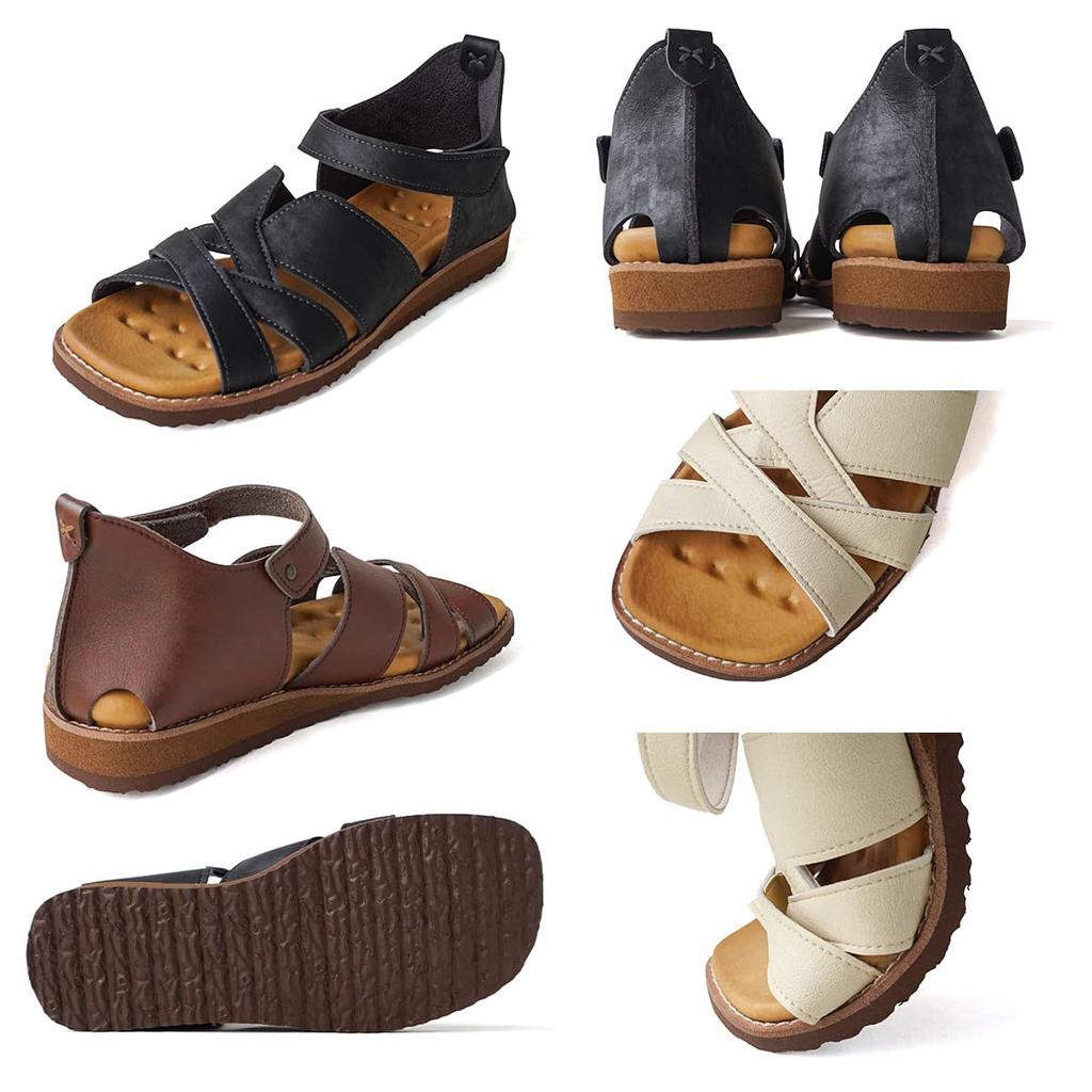 Shoe Kobo Belle Easy To Walk Outdoor Vegan Made In ELLYS [Yasashii & Sofa] Women's Sandals, In, Fatigue-Free, Wear, Flat, Velcro, Leather, Japan,