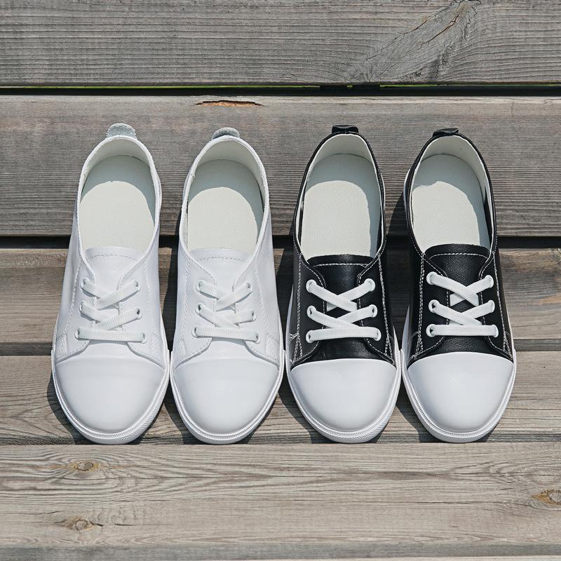 [Cowhide version] Shallow mouth little white shoes women's spring one-pedal women's shoes new sports and leisure flat baseplate shoes