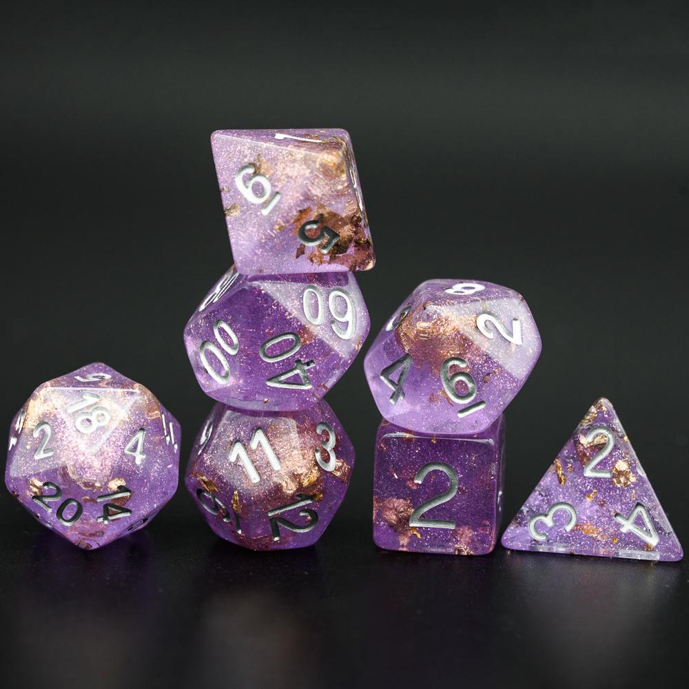 Cusdie Gold Foil DND Dice Set 7Pcs D&D Dice D4 D6 D8 D10 D% D12 D20 Polyhedral Game Dices for Role Playing Board Games