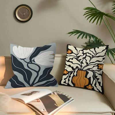 Capas de Almofada Florais Vintage Simples Nórdicas Desenho Animado Decorativas para Sofá Casa Impressão Dupla Face Pelúcia Curta Capa de Almofada Fofa