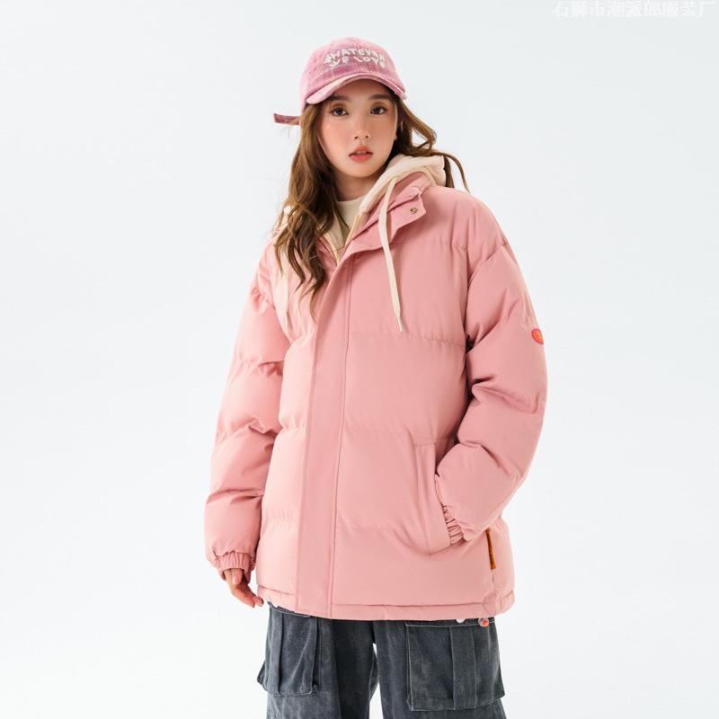 Fake two-piece cotton clothes men's and women's Japanese hooded winter thickened new couple cotton clothes Korean version men's trendy coat