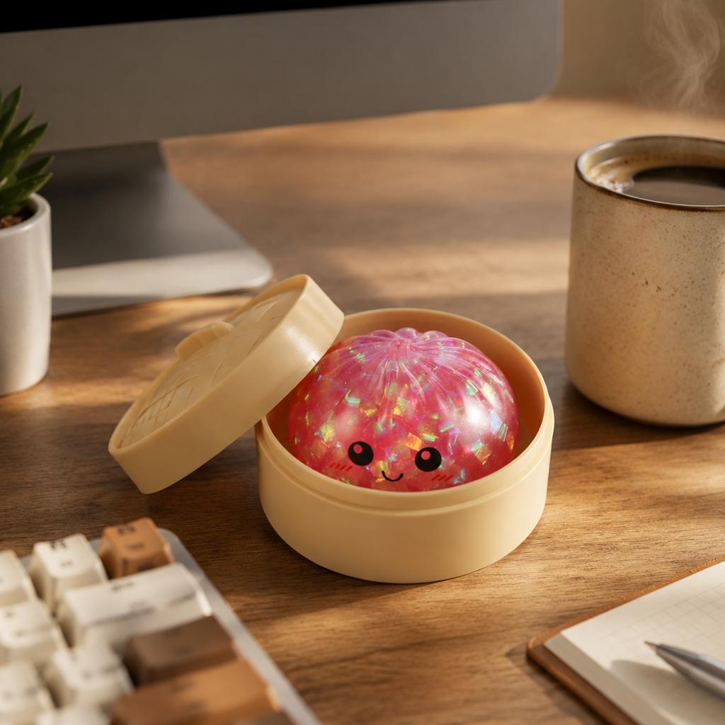 Squishy Brötchen Stressabbau Spielzeug Langsam Aufgehend Weicher Schaumstoff Knetspielzeug mit Dampferform für Sensorischen und Angstabbau