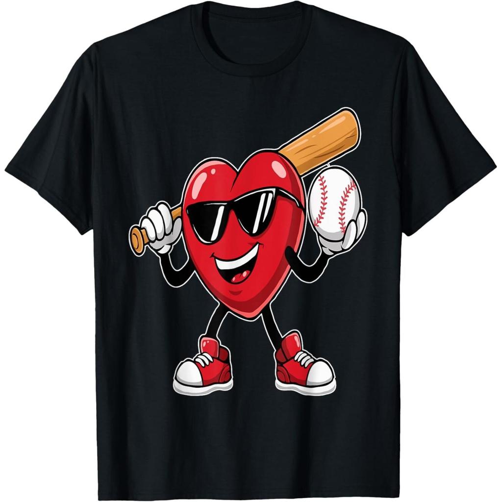 Funny Heart Playing Baseball Valentines Day Boys Girls Kids T Shirt unisex Shirt