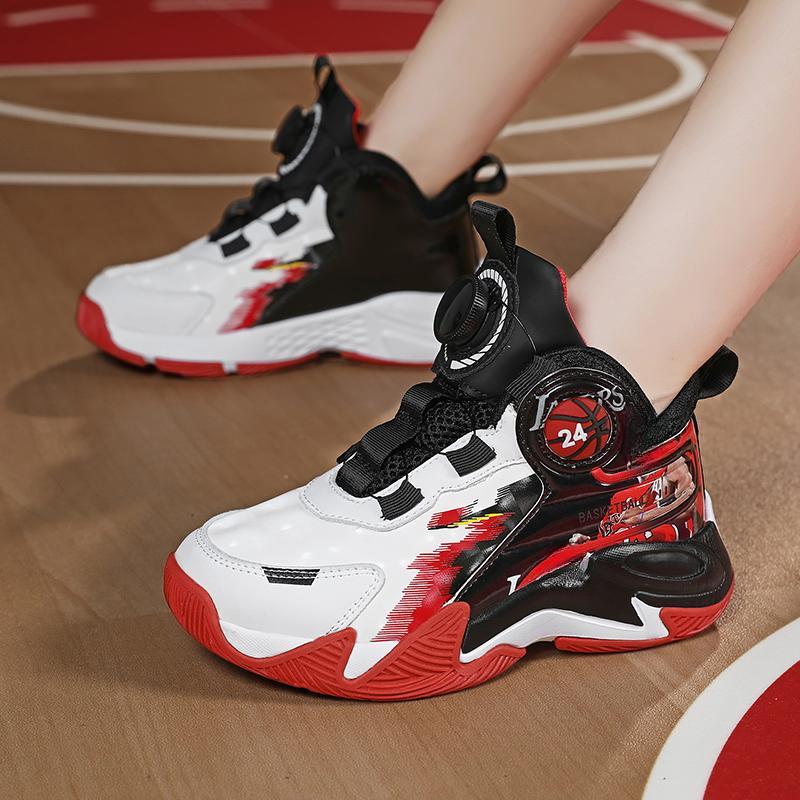 31-40 Dziecięce Duże Rozmiary Antypoślizgowe Odporne na Zużycie Modne Wysokie Buty do Koszykówki Trend Sportowy Buty Dziecięce