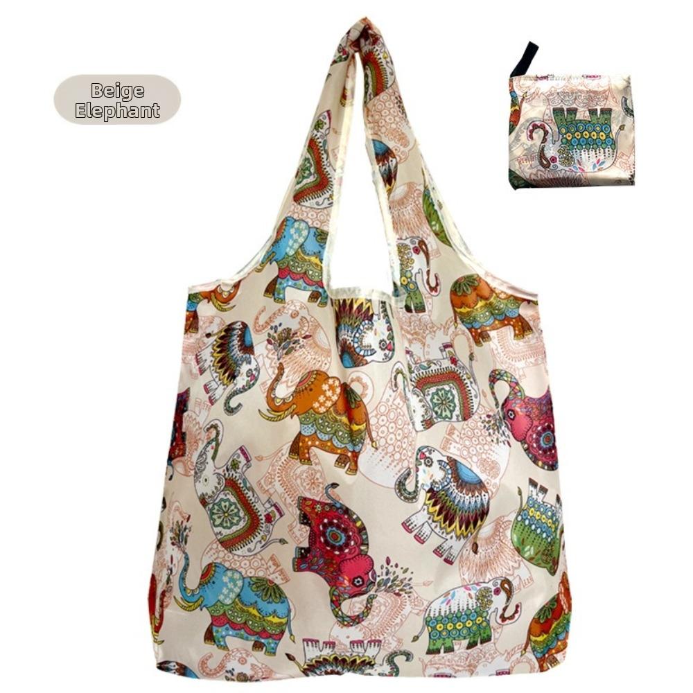 Washable Cloth Reusable Shopping Bag Printed Design Foldable Grocery Bag for Women