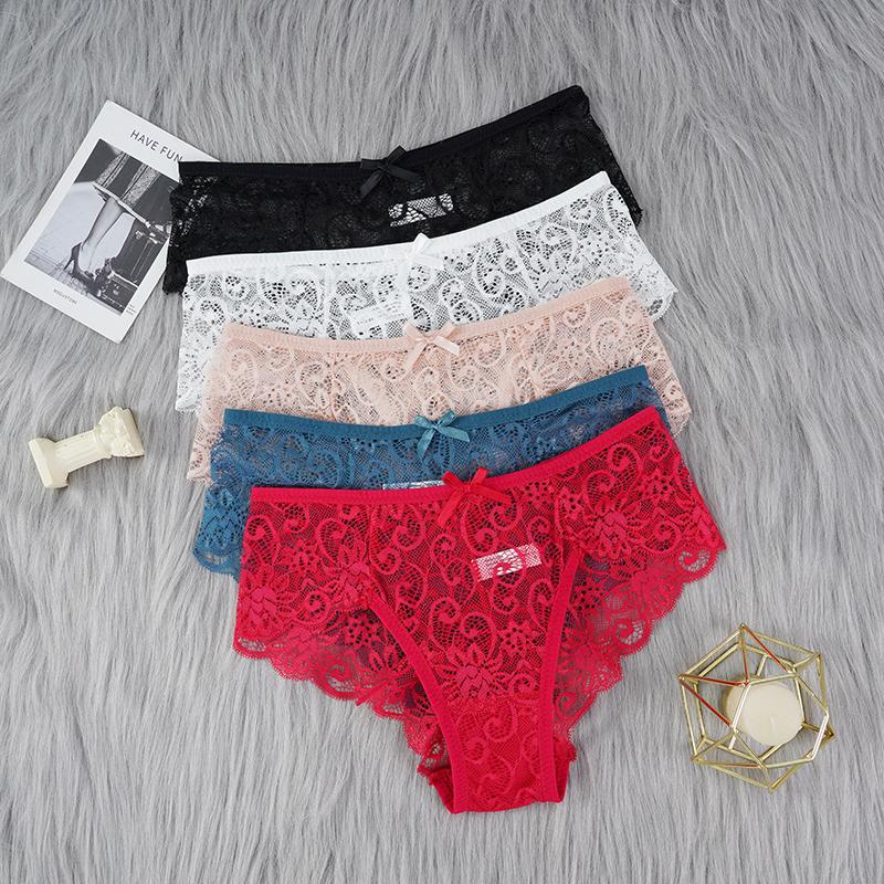 3PCS Frauen Unterwäsche Sexy Spitze Transparent Höschen Verlockend Hübsche Slips Niedrige Taille frauen Dessous Unterhose Dessous