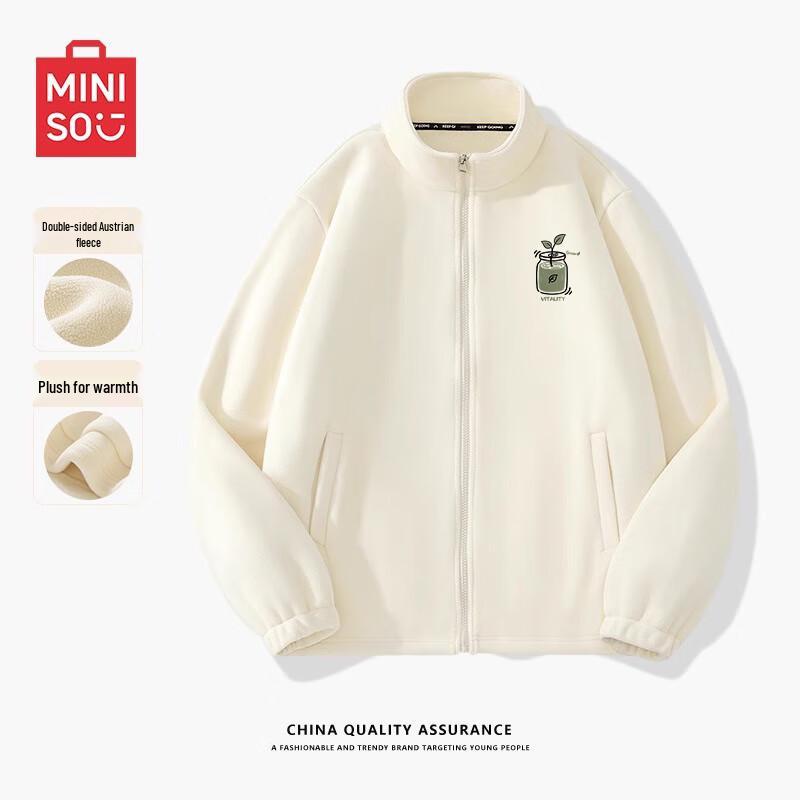 

MINISO Men s Warm Sherpa Fleece Stand Collar Jacket M