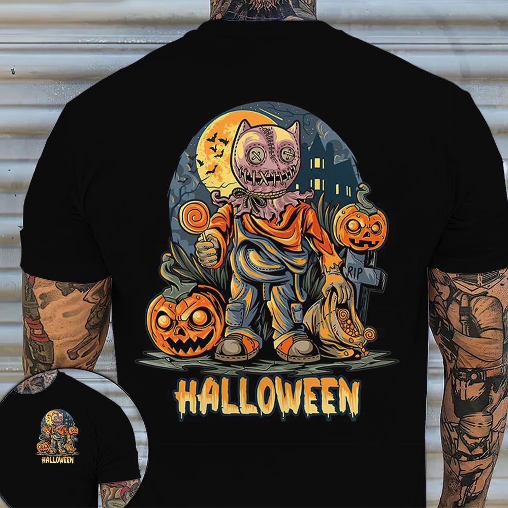 2023 Horror Halloween Pumpkin Graphic Men T-shirts Hip Hop Street Summer Apparel Loose Short Sleeve Tops Oversized T Shirts 5XL