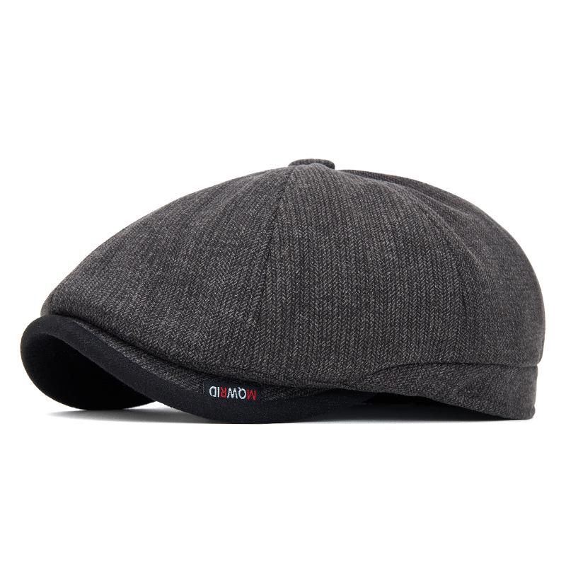 Autumn/Winter Wool Newsboy Cap: Unisex Warm Beret, British Retro Flat Cap, Men's Octagonal Duckbill Cap