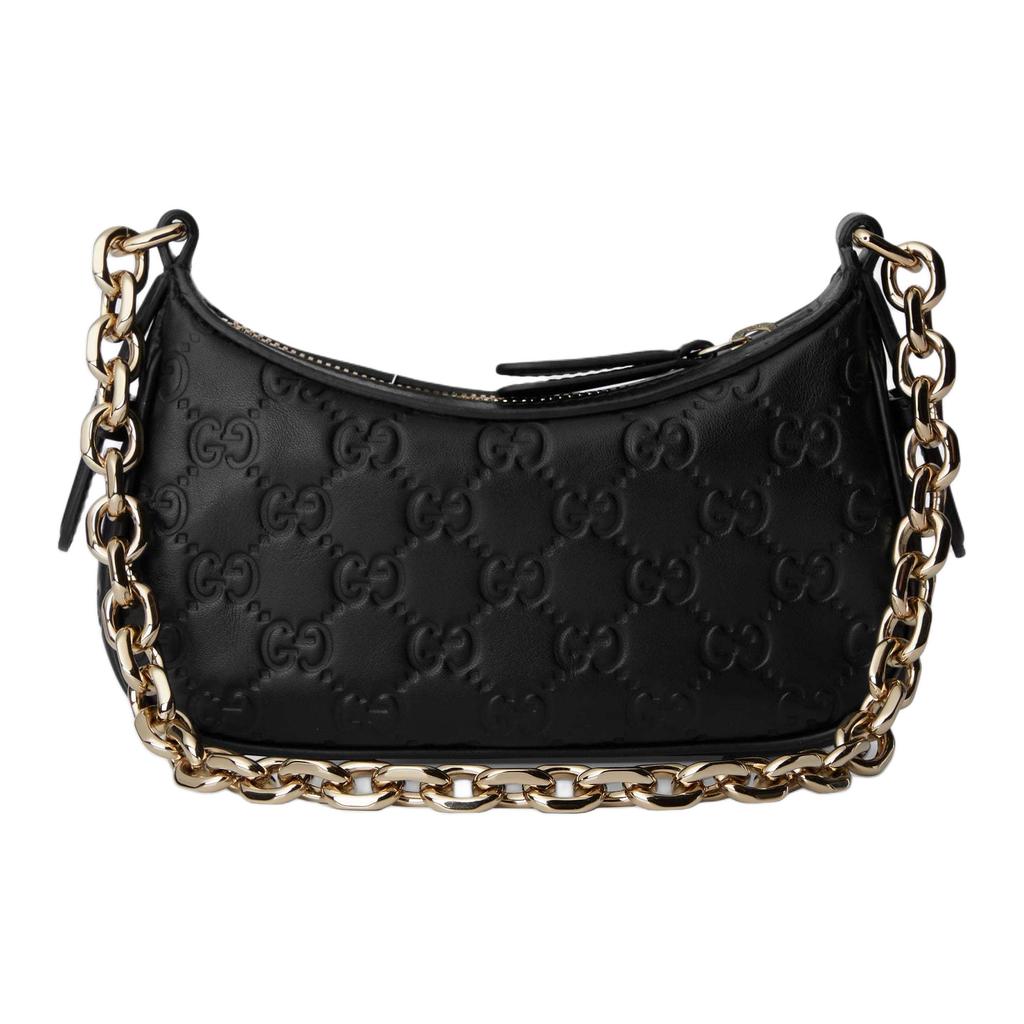 Gucci GG Emblem Embossed Logo Mini Shoulder Bag Women Shoulder Bag Black 847091-AAFDV-1000