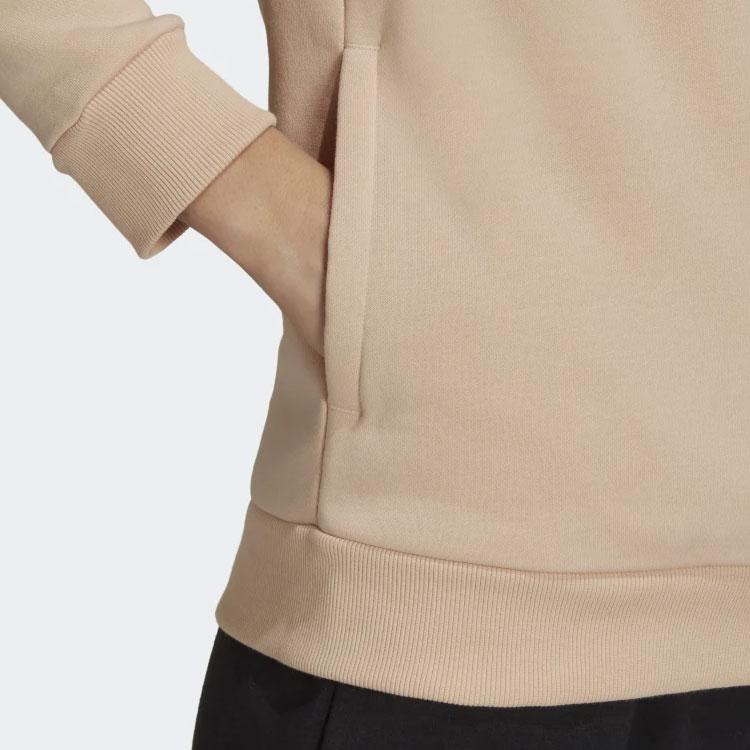 adidas Big Logo Print Sports Hoodie Women Tops Nude H07891