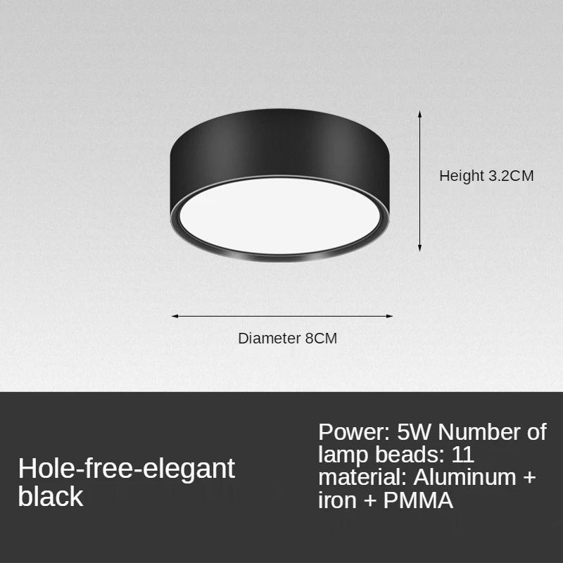 Surface Mounted Downlight LED Indoor Lighting Small Ceiling Light Round Living Room Spotlight Three-color Ultra-thin Downlight 5W&6500K