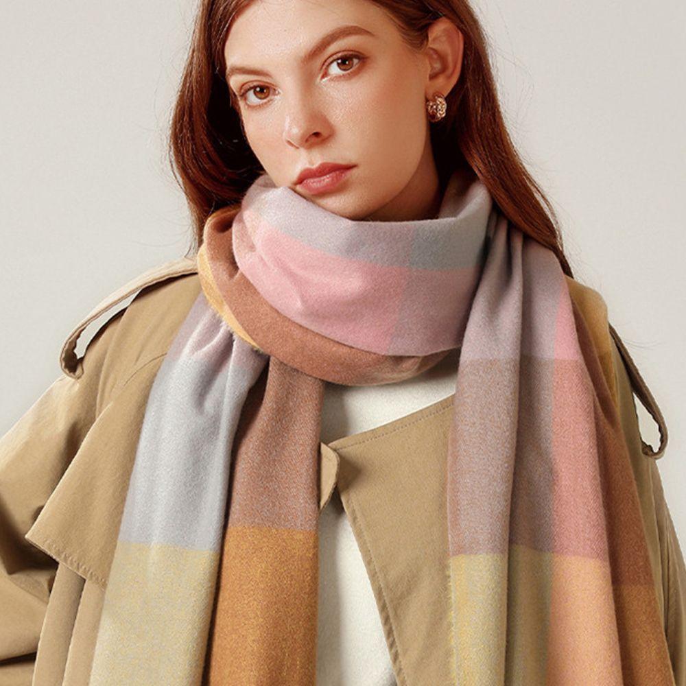 Bandana Pashmina Warm Shawl Wrap Women Plaid Scarf Korean Style Scarf Autumn Winter Shawl Scarf