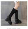 Fashion 11cm New Suede Genuine Leather Platform Wedge Winter Plush Women Boots Slip On Spring Warm Ankle Booties Autumn Shoes