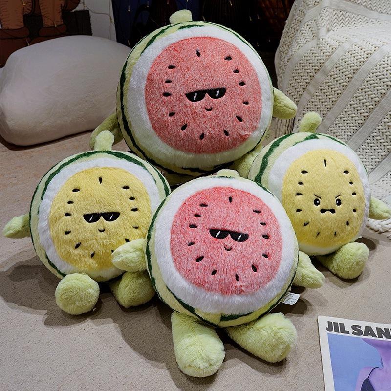 Cartoon Cute Expression Watermelon Throw Pillow Plush Toy Doll Watermelon Doll Home Sofa Pillow Doll