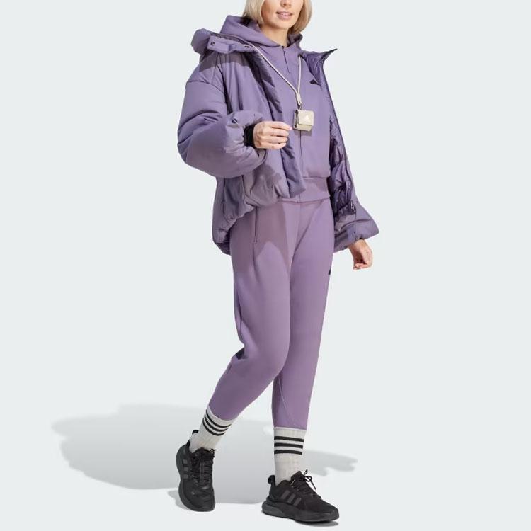 adidas Myshelter Cold.Rdy Jacket Color Block Logo Hooded Down Jacket Women Jacket Purple HZ5700