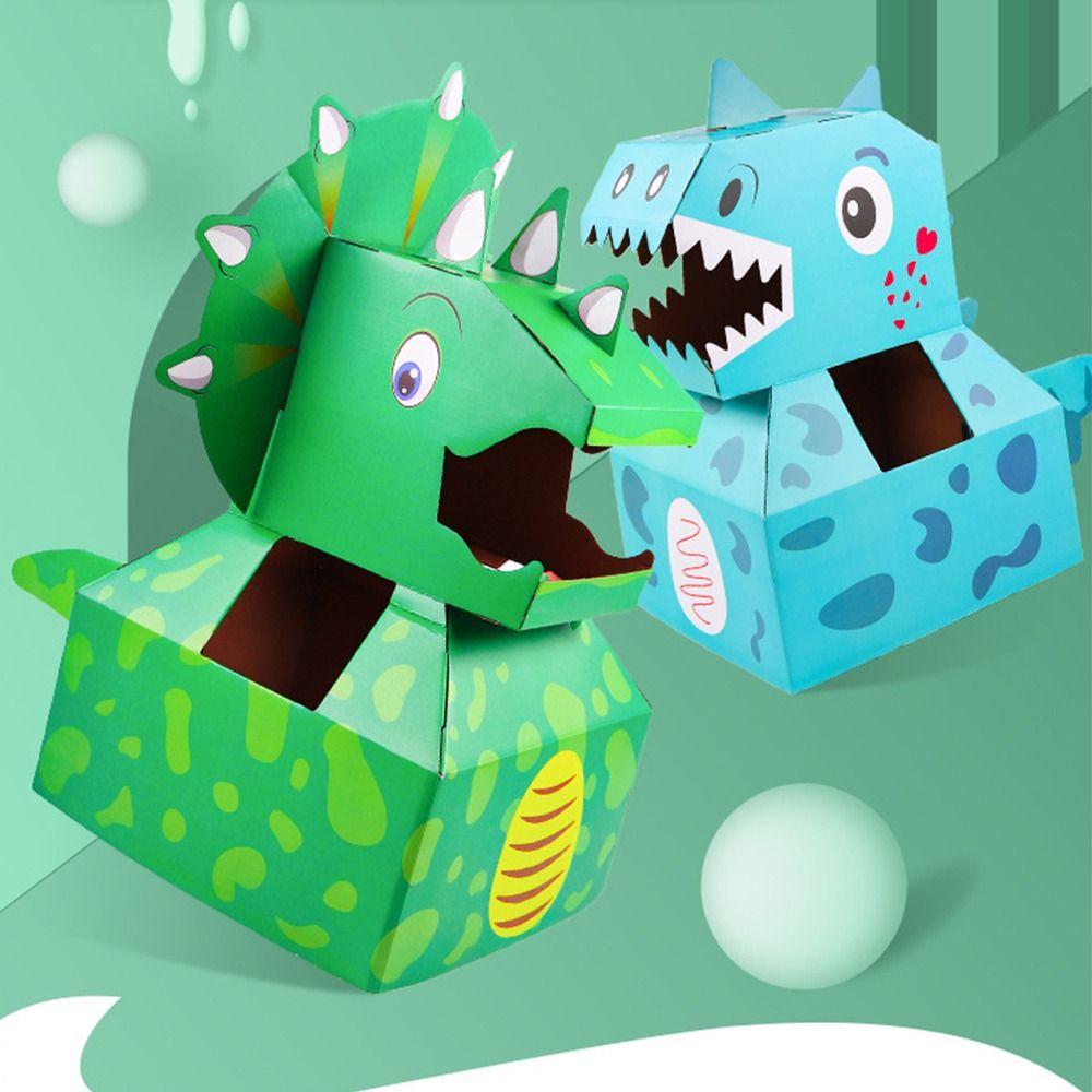 

Paper Cardboard Box Dinosaur Toy Wearable Funny Props рожевий