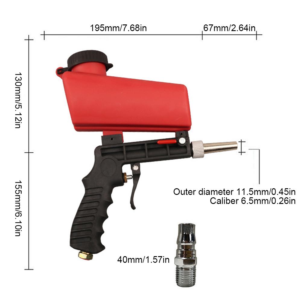 Small Sandblasting Gun Adjustable Portable Sand Blaster 90PSI Air Sandblasting Gun 700CFM for Polishing Rust Removal Power Tools