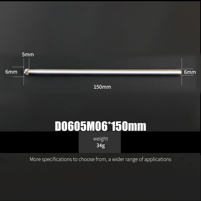 150mm Length 1Pcs Tungsten Carbide Rotary Files Cylindrical Round Sharp Type 6mm 8mm 10mm Woodworking Metal Milling Cutter