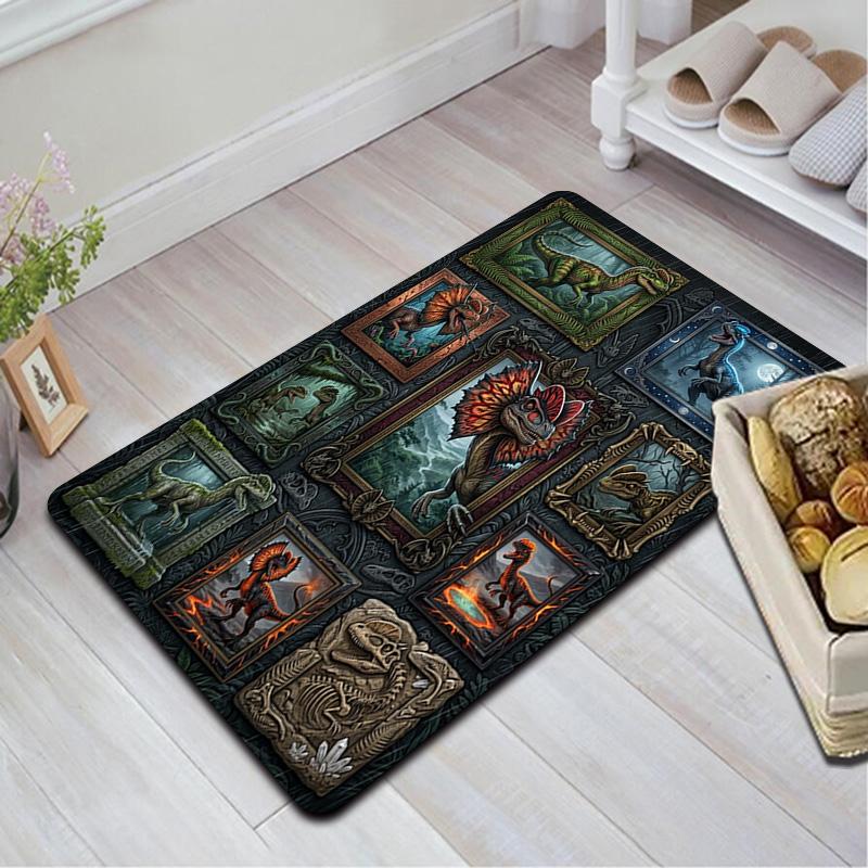 Dinosaur Collection Pattern Rug Floor Mat for Living Room or Bedroom Soft and Comfortable Carpet a Gift for Birthday and Holiday.