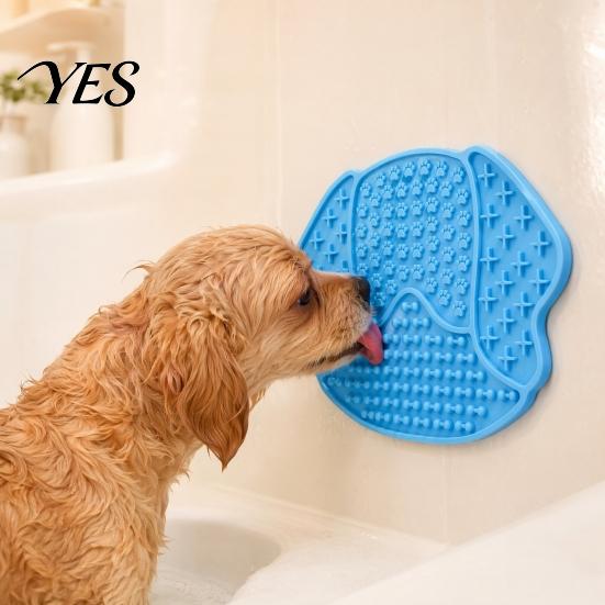 Anti-choke Pet Feeding Mat Slow Food with Strong Suction Cup, Puppy Head Design Grade Silicone Mat, Dog Eating Bowl Accessory for Prevent Choking
