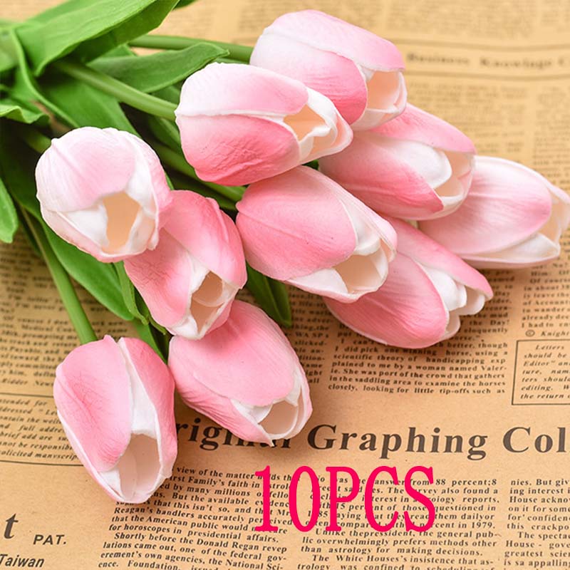 

Artificial Flowers Tulip Bouquet Fake Flowers Wedding Garden Decoration Outdoor Home Garden Bouquet Vase Decor Plants глибокий рожевий колір
