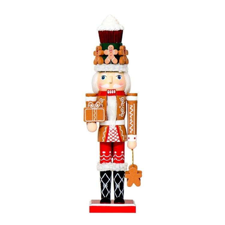 Fascinating 35Cm Gingerbreads Nutcrackers Statue Handcrafted Wooden Christmas Ornament Great For Festival Ambiances