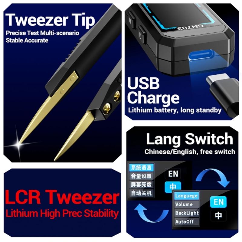 High Accuracy Digital Tweezer Meter Auto Recognition for Accurate Resistance Inductance Capacitance Measurement